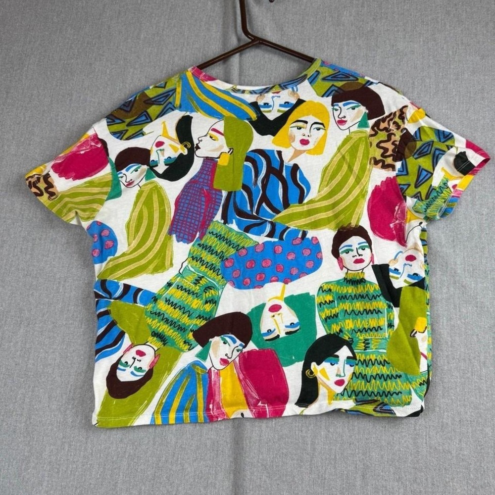 Zara short sleeve fun print cropped top M - Picture 1 of 8